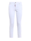 DSQUARED2 TWIGGY WHITE DENIM CROPPED JEANS