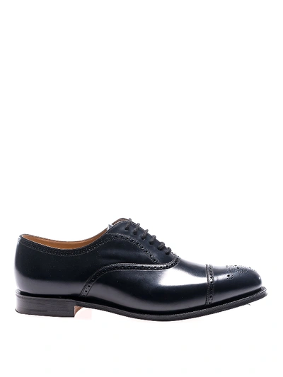 Church's Toronto Navy Leather Brogue Shoes In Dark Blue