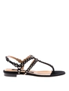 SERGIO ROSSI STUD SUEDE THONG FLAT SANDALS