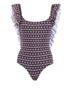 DONDUP FLOUNCED ONE-PIECE PRINTED SWIMSUIT