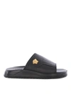 VERSACE HAMMERED LEATHER SLIDES