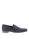 TOD'S BLUE SUEDE LOAFERS WITH RUBBER SOLE