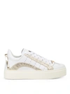 DSQUARED2 551 WHITE AND GOLD SNEAKERS