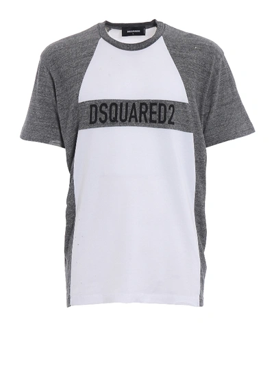 Dsquared2 Two-tone Cotton Logo T-shirt In Grey