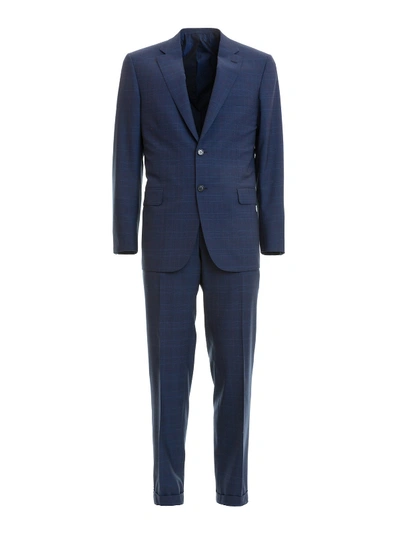 Brioni Brunico Checked Wool Formal Suit In Blue