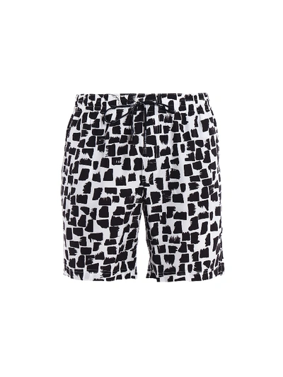 Dolce & Gabbana Bicolour Printed Swim Shorts In Black