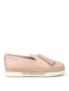 TOD'S LIGHT PINK LEATHER TASSEL SLIP-ONS