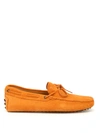 TOD'S NEW LACCETTO ORANGE SUEDE LOAFERS
