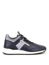 TOD'S LEATHER AND NEOPRENE BLUE SNEAKERS