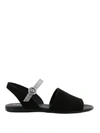 HOGAN SUEDE AND LEATHER FLAT SANDALS
