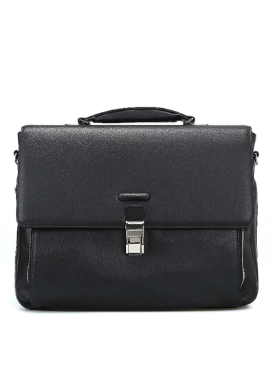 Piquadro Grainy Calfskin Black Briefcase