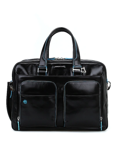 Piquadro Brushed Leather Black Briefcase