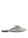 Dolce & Gabbana Embellished Lace Mules In Grey