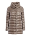 Herno Amelia Stand Collar Down Coat In Taupe