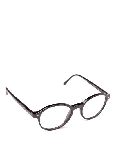 Giorgio Armani Black Acetate Round Eyeglasses