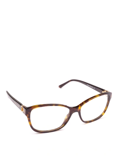 Polo Ralph Lauren Wood-effect Acetate Frame Rectangular Glasses In Brown