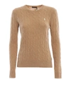 POLO RALPH LAUREN CAMEL CABLE KNIT MERINO AND CASHMERE SWEATER