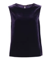 ASPESI PURPLE SMOOTH VELVET SLEEVELESS BLOUSE