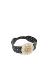 FAUSTO PUGLISI GOLD-TONE SUN PLAQUE AND STUDDED LEATHER BELT