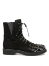 LORIBLU STUDDED TOE LACED-UP SUEDE COMBAT BOOTS