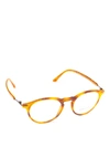 GIORGIO ARMANI MATTE AMBER ACETATE PANTO EYEGLASSES