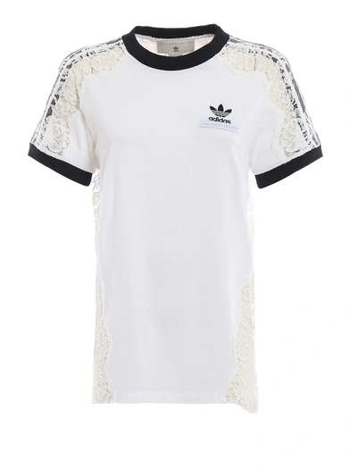 Adidas By Stella Mccartney See-through Lace Detail White T-shirt