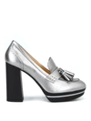 HOGAN METALLIC LEATHER LOAFER STYLE PUMPS