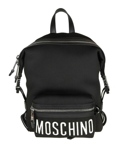 Moschino Black Neoprene Signature Backpack