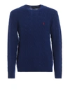 POLO RALPH LAUREN BLUE CABLE KNIT WOOL AND CASHMERE SWEATER