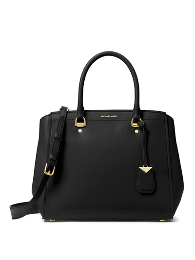 Michael Kors Benning Charm Detailed Smooth Leather Bag In Black