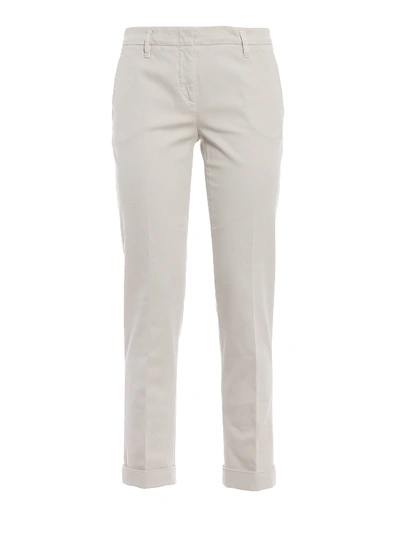 Aspesi Ivory Cotton Drill Chino Trousers In White