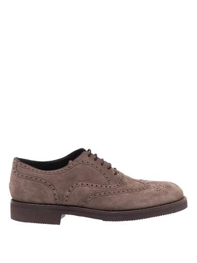 Barrett Suede Brogue Shoes In Taupe