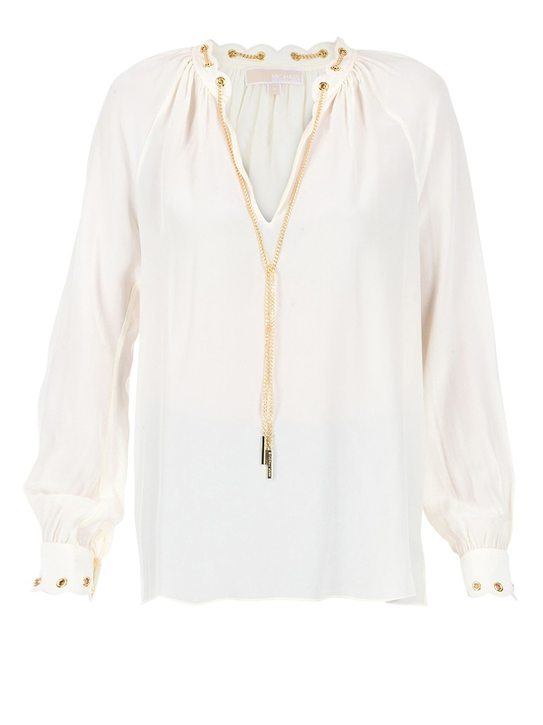 michael kors white blouse with gold chain