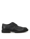 TOD'S LEATHER AND HERRINGBONE FABRIC DERBY BROGUES