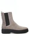 TOD'S GREY SUEDE PULL ON ANKLE BOOTS