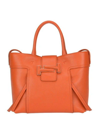 Tod's Double T Medium Orange Leather Shopping Bag