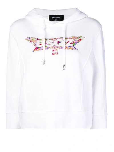 Dsquared2 Paisley Logo Hoodie In White
