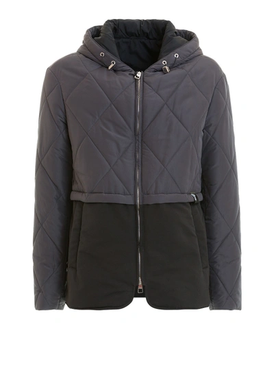 Versace Two-tone Quilted Padded Jacket In Dark Grey