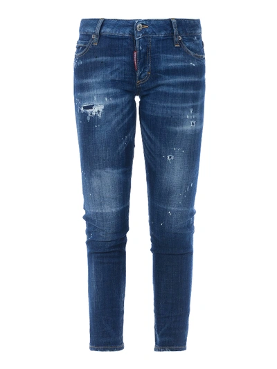 Dsquared2 Jennifer Distressed Denim Crop Jeans In Medium Wash