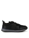 WOOLRICH MESH FABRIC AND LEATHER BLACK SNEAKERS