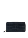 FELISI BLUE CROCO PRINT LEATHER ZIP-AROUND WALLET