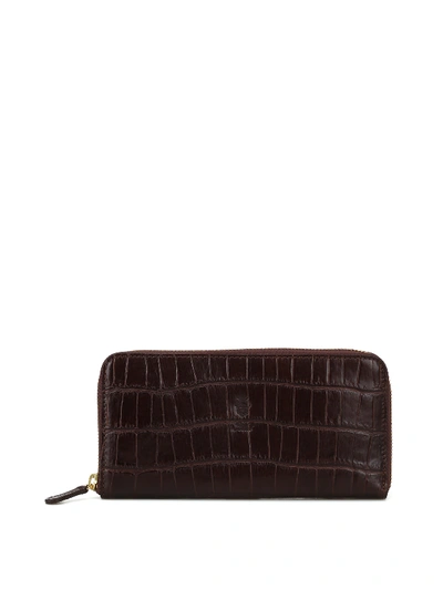 Felisi Brown Croco Print Leather Zip-around Wallet