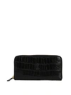 FELISI BLACK CROCO PRINT LEATHER ZIP-AROUND WALLET