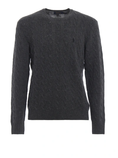 Polo Ralph Lauren Cable Knit Wool And Cashmere Jumper In Dark Grey