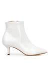 Polly Plume Janis White Patent Ankle Boots