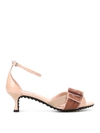 Tod's Bow-embellished Velvet And Patent-leather Sandals In Light Pink