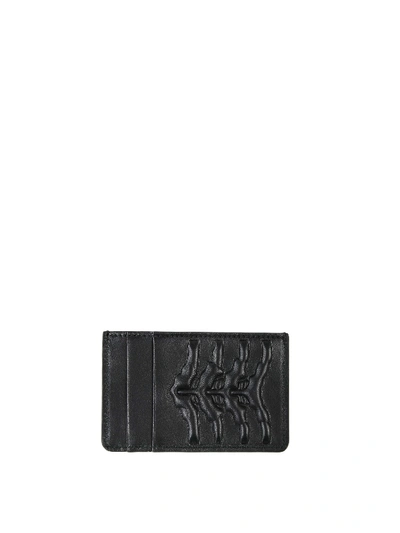 Alexander Mcqueen Black Embossed Leather Card Holder