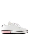 Prada Logo-embellished Leather Sneakers In White
