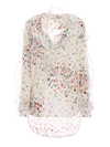 ERMANNO SCERVINO FLORAL SILK BLOUSE WITH LACE FRILLED INSERTS