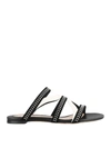 ALEXANDER MCQUEEN TWO-TONE LEATHER EMBELLISHED FLAT SANDALS